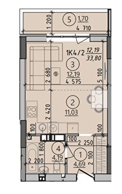 1-кімнатна 33.8 м² в ЖК Київські зорі 2 від 35 820 грн/м², м. Вишгород