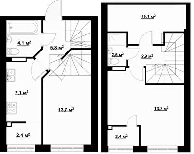 Двухуровневая 71.7 м² в ЖК Благород от 22 400 грн/м², с. Крюковщина
