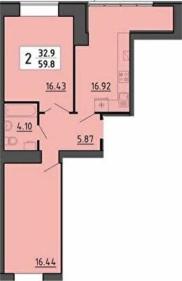 2-кімнатна 59.8 м² в ЖК Енергія від 21 700 грн/м², Тернопіль