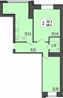2-кімнатна 68.4 м² в ЖК Енергія від 21 700 грн/м², Тернопіль