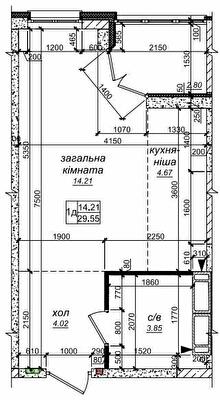 1-кімнатна 29.55 м² в ЖК Одеський бульвар від 29 000 грн/м², с. Новосілки