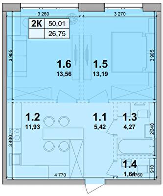 2-кімнатна 50.01 м² в ЖК Petrivsky Residence від 28 000 грн/м², с. Святопетрівське