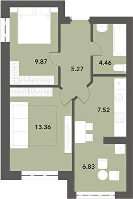 2-кімнатна 47.31 м² в ЖК Софіївські Липки від 39 000 грн/м², с. Софіївська Борщагівка