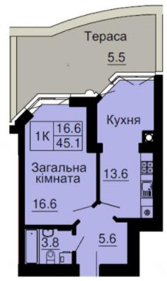 1-комнатная 45.1 м² в ЖК София Клубный от 30 000 грн/м², с. Софиевская Борщаговка