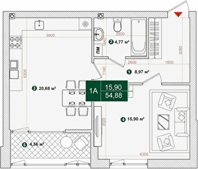 1-кімнатна 54.88 м² в ЖК Forest Park від 29 000 грн/м², Київ