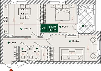 2-кімнатна 66.62 м² в ЖК Forest Park від 28 000 грн/м², Київ
