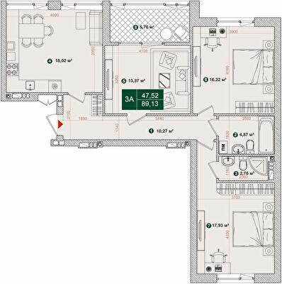 3-кімнатна 89.13 м² в ЖК Forest Park від 27 000 грн/м², Київ