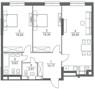 2-кімнатна 82.3 м² в ЖК Greenville Park від 49 550 грн/м², Київ