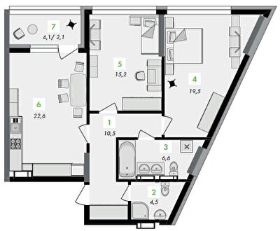 2-кімнатна 81 м² в ЖК Greenville на Печерську від 54 800 грн/м², Київ