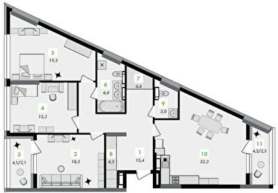 3-кімнатна 123.6 м² в ЖК Greenville на Печерську від 55 800 грн/м², Київ