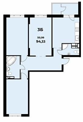 3-кімнатна 94.33 м² в ЖК Navigator 2 від 22 000 грн/м², Київ