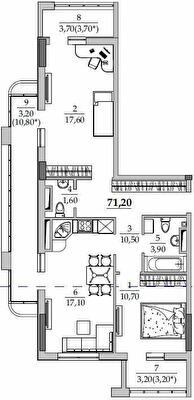 2-кімнатна 71.2 м² в Мкрн Таїровські сади від 21 263 грн/м², с. Лиманка