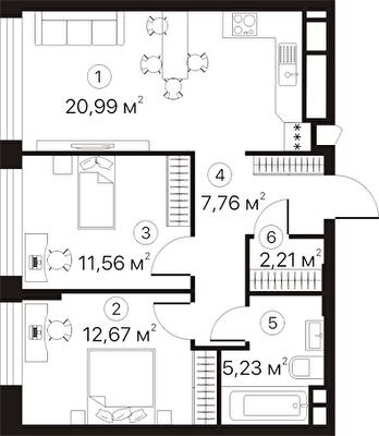 2-кімнатна 60.42 м² в ЖК Terracotta від 33 700 грн/м², Київ