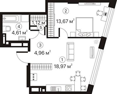 1-кімнатна 43.33 м² в ЖК Terracotta від 36 800 грн/м², Київ