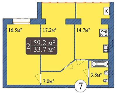 2-комнатная 59.2 м² в ЖК Мечта от 16 300 грн/м², Чернигов