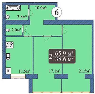 2-комнатная 65.9 м² в ЖК Мечта от 16 300 грн/м², Чернигов