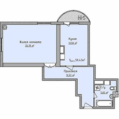 1-кімнатна 62.7 м² в ЖК Aqua Marine від 28 800 грн/м², Одеса