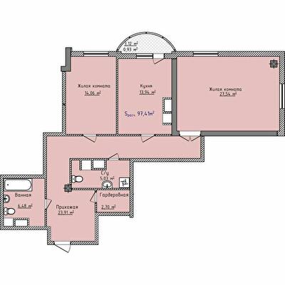 2-кімнатна 97.41 м² в ЖК Aqua Marine від 25 920 грн/м², Одеса