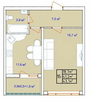 1-кімнатна 42.9 м² в ЖК Aqua Marine від 26 208 грн/м², Одеса