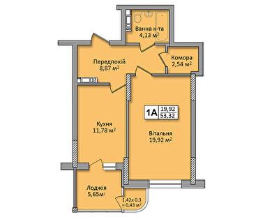 1-комнатная 53.32 м² в ЖК по ул. Ю. Кондратюка от 37 300 грн/м², Киев