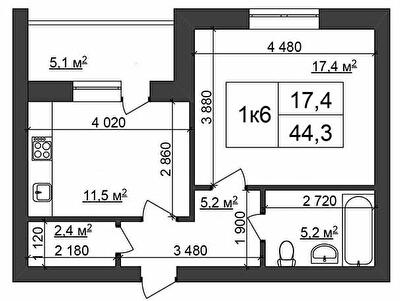 1-комнатная 44.3 м² в ЖК Сырецкий парк от 39 600 грн/м², Киев