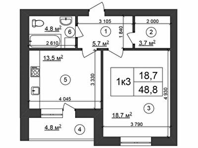 1-комнатная 48.8 м² в ЖК Сырецкий парк от 39 600 грн/м², Киев