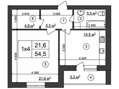 1-комнатная 54.5 м² в ЖК Сырецкий парк от 39 600 грн/м², Киев