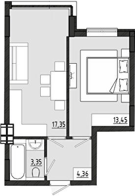 1-кімнатна 38.51 м² в ЖК Сади Рів`єри від 18 195 грн/м², с. Фонтанка