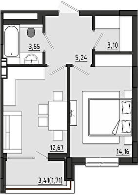 1-кімнатна 40.43 м² в ЖК Сади Рів`єри від 25 542 грн/м², с. Фонтанка