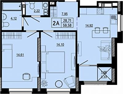 Двокімнатні в ЖК Hello House
