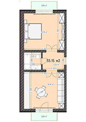 1-кімнатна 55.15 м² в ЖК Трояндовий від 25 000 грн/м², м. Бровари