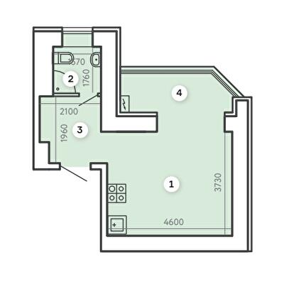 Студія 26.38 м² в ЖК Kvartal від 24 000 грн/м², Запоріжжя