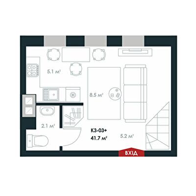 Двухуровневая 41.7 м² в ЖК Atria City.Teremky от 32 000 грн/м², пгт Чабаны