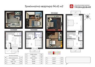 3-кімнатна 95 м² в ЖК Трояндовий від 27 000 грн/м², м. Бровари