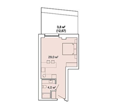1-кімнатна 43.47 м² в ЖК Smart House від 88 000 грн/м², Львів