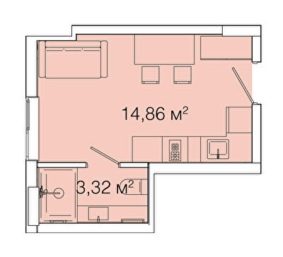 1-кімнатна 18.18 м² в ЖК Smart House від 82 000 грн/м², Львів