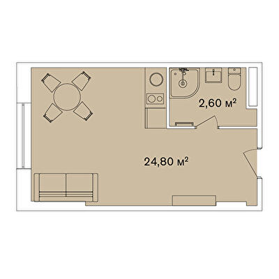 1-кімнатна 27.4 м² в Апарт-комплекс Smart Hill від 70 844 грн/м², м. Яремче