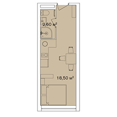 1-кімнатна 21.1 м² в Апарт-комплекс Smart Hill від 63 680 грн/м², м. Яремче