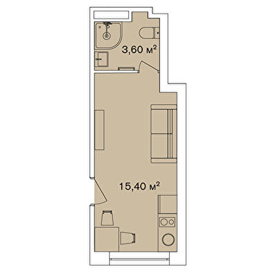 1-кімнатна 19 м² в Апарт-комплекс Smart Hill від 63 680 грн/м², м. Яремче