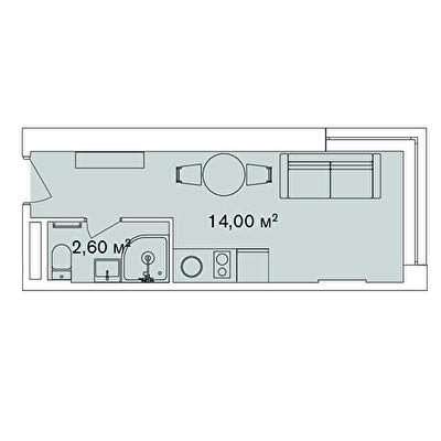 1-кімнатна 16.6 м² в Апарт-комплекс Smart Hill від 86 764 грн/м², м. Яремче