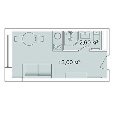 1-кімнатна 15.6 м² в Апарт-комплекс Smart Hill від 61 292 грн/м², м. Яремче