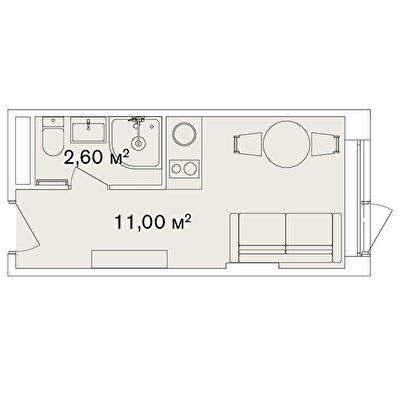 1-кімнатна 13.6 м² в Апарт-комплекс Smart Hill від 73 232 грн/м², м. Яремче