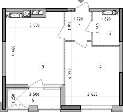 1-комнатная 44.06 м² в ЖК Оптимісто от 49 900 грн/м², с. Гатное