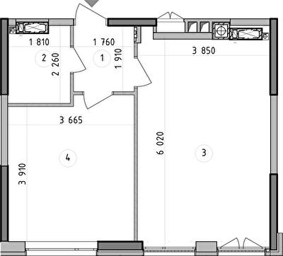 1-комнатная 45.37 м² в ЖК Оптимісто от 49 900 грн/м², с. Гатное
