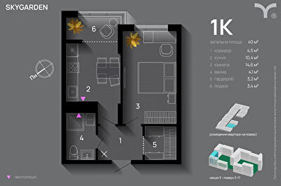 1-кімнатна 40 м² в ЖК SkyGarden від 32 600 грн/м², Івано-Франківськ