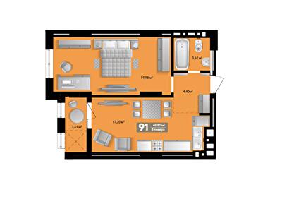 1-кімнатна 48.81 м² в ЖК Весняний від 39 601 грн/м², м. Винники