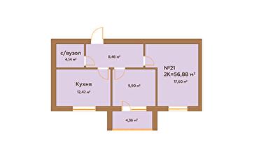 2-кімнатна 56.88 м² в ЖК Гранд Віллас від 23 880 грн/м², смт Ворзель