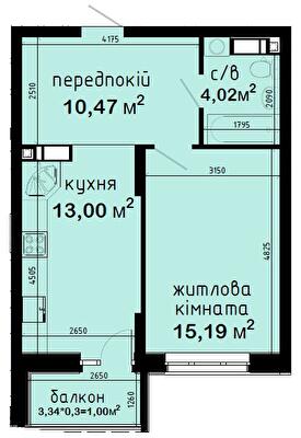 1-кімнатна 43.68 м² в ЖК Авеню 42 від 48 500 грн/м², Київ