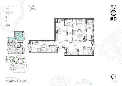 3-комнатная 132.3 м² в ЖК Fjord от 82 600 грн/м², Киев